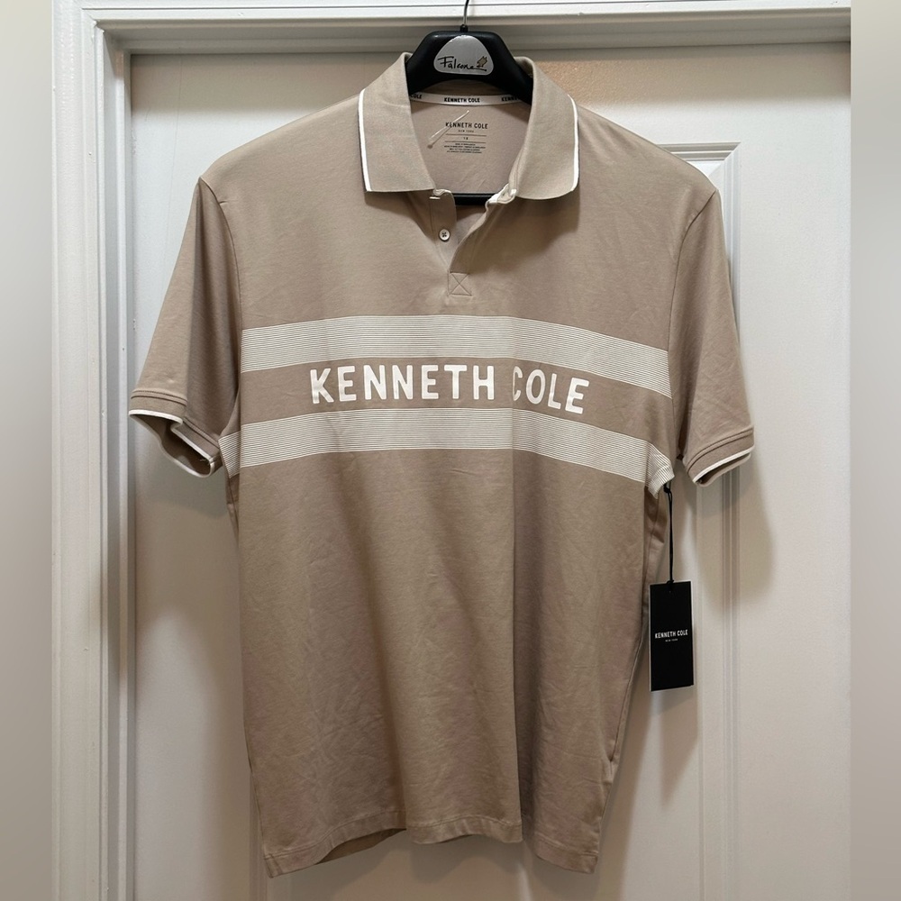 Kenneth Cole NWT Short Sleeve Classic Fit Polo Shirt in Tan - Size 1X - Men
